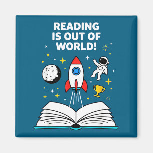 Lezen is buiten deze wereld ruimte astronaut magneet