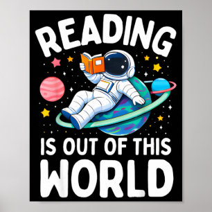 Lezen is buiten deze wereld ruimte astronaut poster