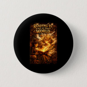 Lezen is buiten deze wereld ruimte grappige boeken ronde button 5,7 cm