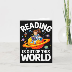 Lezen is een astronaut meisje uit een andere werel kaart