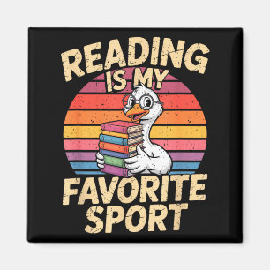 Lezen is favoriete sport grappige gans boekenwurm magneet
