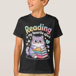Lezen is favoriete sport grappige kat boek liefheb t-shirt