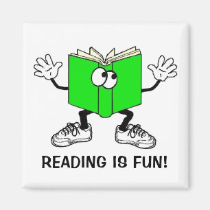 "Lezen is leuk!" Fridge Magnet SQUARE Magneet