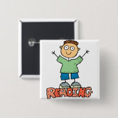 Lezen is leuk vierkante button 5,1 cm (Voorkant /achterkant)