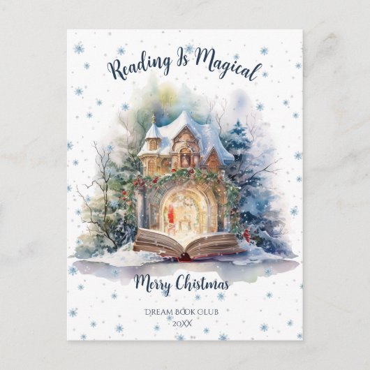 Lezen is magisch sneeuwvlokontwerp briefkaart (Voorkant)