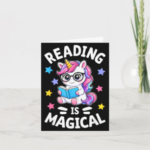 Lezen is magische schattige eenhoorn bibliothecari kaart