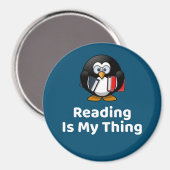 Lezen is mijn ding Pinguïn Grappig Lezen Magneet (Voorkant / Achterkant)