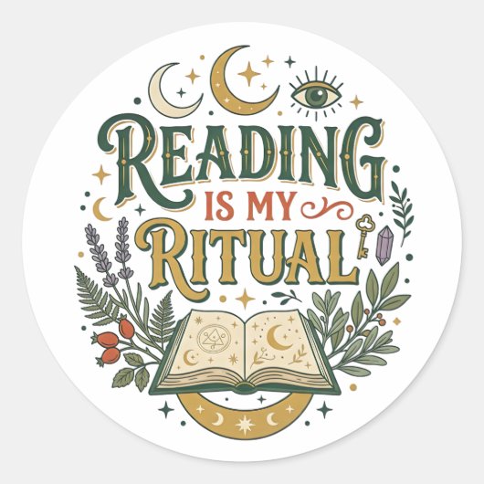 Lezen is mijn ritueel sticker Hemel Boekliefhebber (Voorkant)