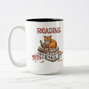 Lezen Is Mijn Superkracht Kat Liefhebber Cadeau Tweekleurige Koffiemok