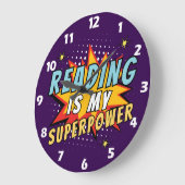 Lezen is mijn Superpower Book Lover Wall Clock Grote Klok (Hoek)