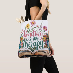 Lezen is mijn therapie Wildflower Book Bag Draagtas