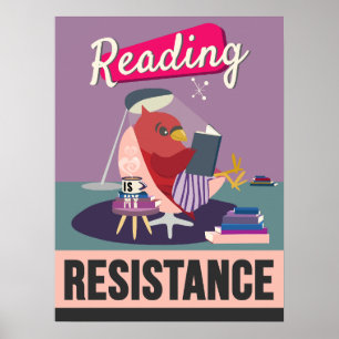 Lezen is mijn weerstand - Retro stijl print