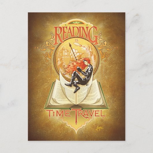 Lezen is tijdreizen briefkaart (Voorkant)