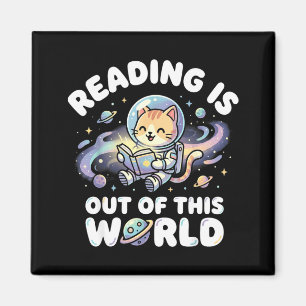 Lezen is uit deze wereld grappige kat ruimte boeke magneet