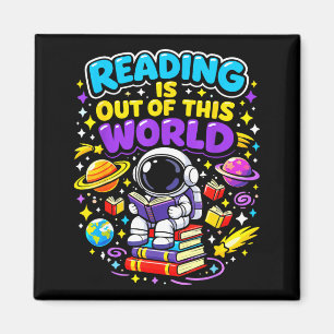 Lezen is uit deze wereld ruimte astronaut boeken magneet