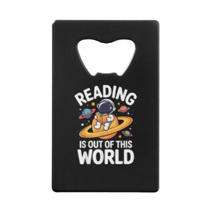 Lezen is uit deze wereld ruimte grappige boeken li kredietkaart flessenopener