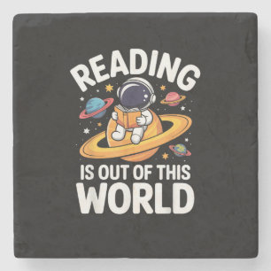 Lezen is uit deze wereld ruimte grappige boeken li stenen onderzetter