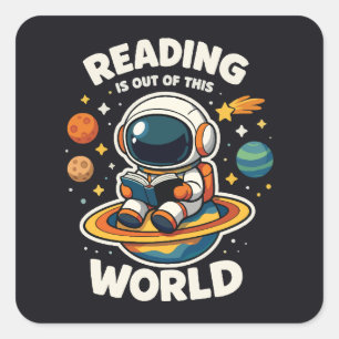 Lezen is uit een andere wereld vierkante sticker