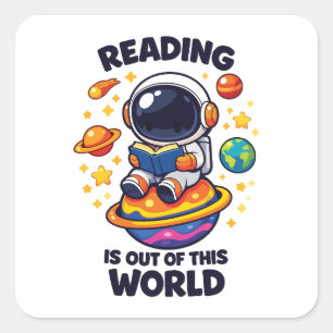 Lezen is uit een andere wereld vierkante sticker