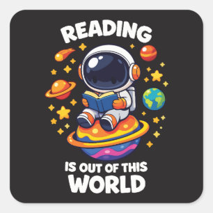 Lezen is uit een andere wereld vierkante sticker