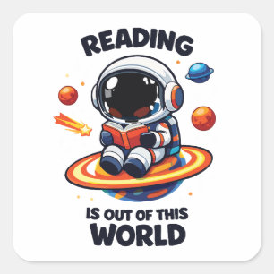 Lezen is uit een andere wereld vierkante sticker