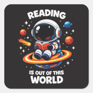 Lezen is uit een andere wereld vierkante sticker
