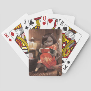 Lezen Kat in Cheongsam Pokerkaarten