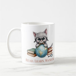 "Lezen. Leren. Dwaal." Schattigee Bookish Cat Koffiemok