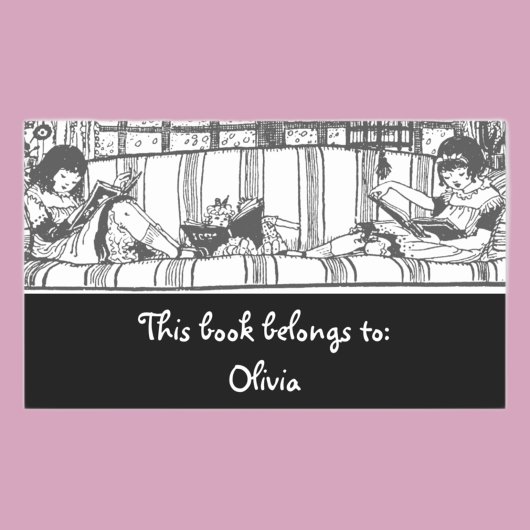 Lezen met Dolly Bookplate Retangular Rechthoekige Sticker