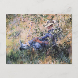 Lezen onder een bloeiende Hawthorne-Struik Briefkaart