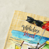 Lezen op het strand geel strandlaken (In situ)