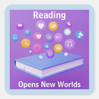LEZEN Opent Nieuwe Werelden Boek Vierkante Sticker