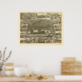 Lezen, PA Panorama Map - 1881 Poster (Keuken)