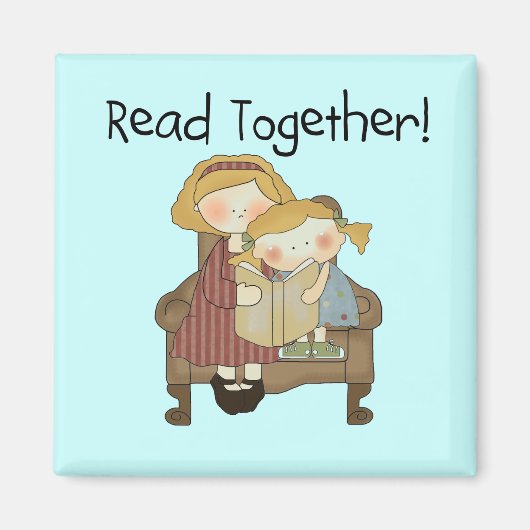 Lezen Samen - Mama en Meisje Tshirts en Geschenken Magneet (Voorkant)