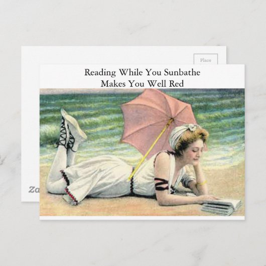 Lezen terwijl je zonnebade Humor bent Briefkaart (Voorkant / Achterkant)