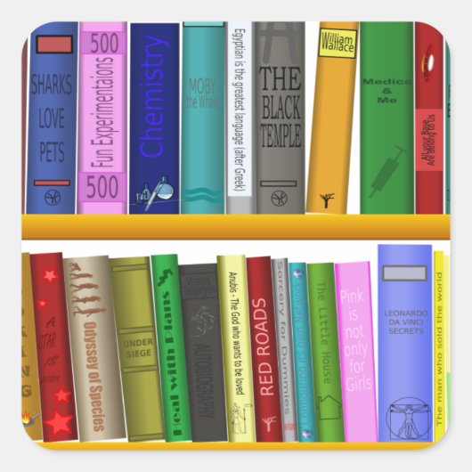 lezen van boekenbibliotheek vierkante sticker (Voorkant)