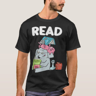 Lezen van boekenclub piggie olifantenduiven, grapp t-shirt
