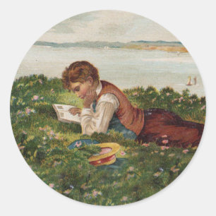 Lezen van studenten ronde sticker