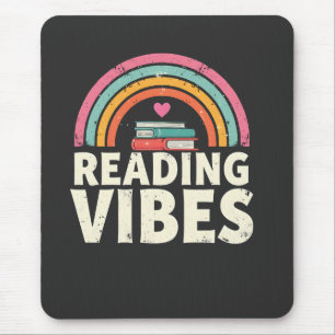 Lezen Vibes Retro Rainbow  Boeken Liefhebbers Muismat