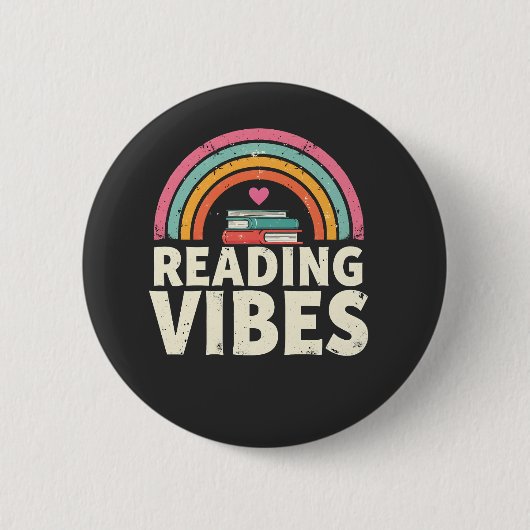 Lezen Vibes Retro Rainbow Boeken Liefhebbers Ronde Button 5,7 Cm (Voorkant)