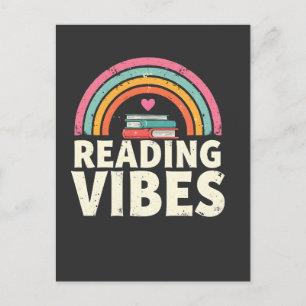 Lezen Vibes Retro Rainbow Boeken Liefhebbers Uitnodiging Briefkaart
