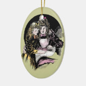 lezen Victoriaans mam-dochter Keramisch Ornament (Links)