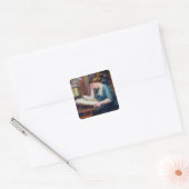 Lezen Vierkante Sticker (Envelop)
