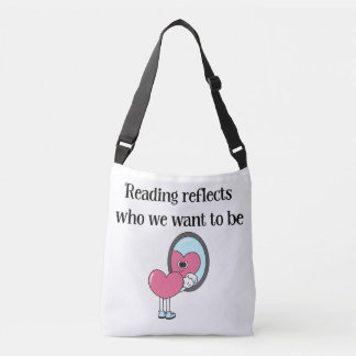 Lezen weerspiegelt Roze Hart Spiegel Citaat Crossbody Tas