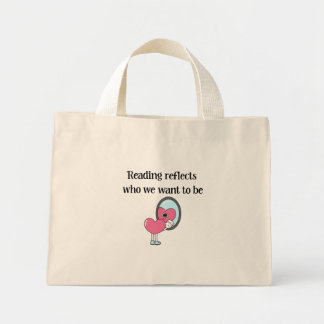Lezen weerspiegelt Roze Hart Spiegel Citaat Mini Tote Bag