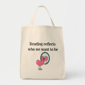 Lezen weerspiegelt Roze Hart Spiegel Citaat Tote Bag