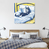 lezende kat canvas afdruk (Insitu (Slaapkamer))