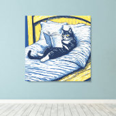 lezende kat canvas afdruk (Insitu (Houten vloer))