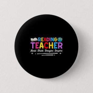 Lezende leraar Lees Denk Stel je voor Inspiratie Ronde Button 5,7 Cm