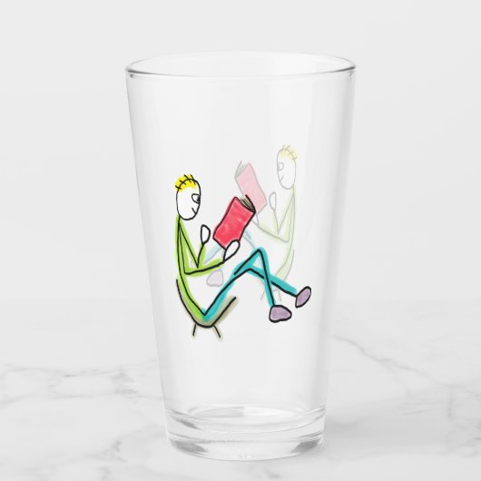 Lezende Stickman Glas (Voorkant)